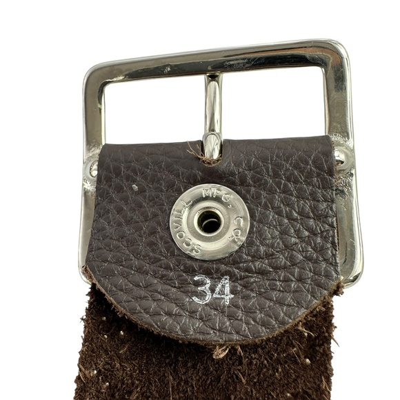 Glamour Brown Genuine Leather With Rhinestones Style Size 34 Unisex Belt main image 11